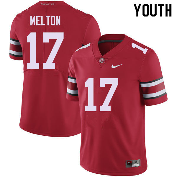 Youth Ohio State Buckeyes #17 Mitchell Melton Red Authentic College Stitched Football Jersey 23OG043NU